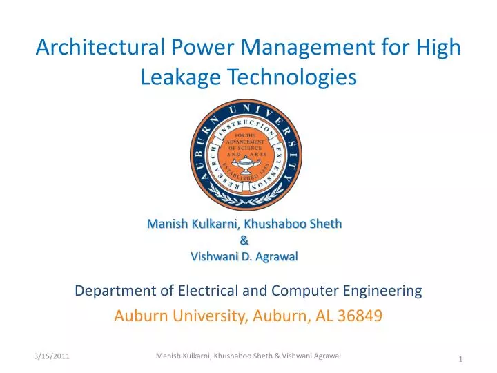 architectural power management for high leakage technologies