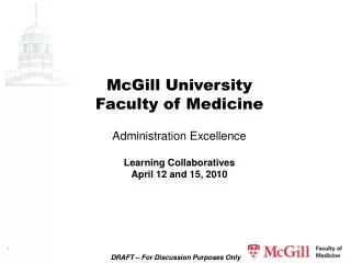 McGill University Faculty of Medicine Administration Excellence Learning Collaboratives