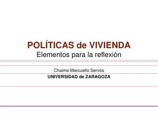 pol ticas de vivienda elementos para la reflexi n
