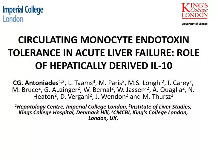 circulating monocyte endotoxin tolerance in acute liver failure role of hepatically derived il 10