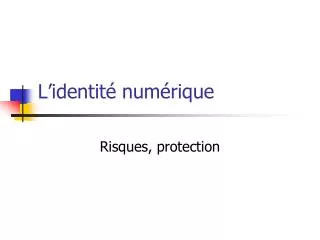 l identit num rique