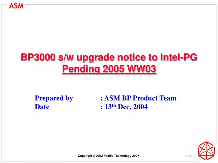 bp3000 s w upgrade notice to intel pg pending 2005 ww03