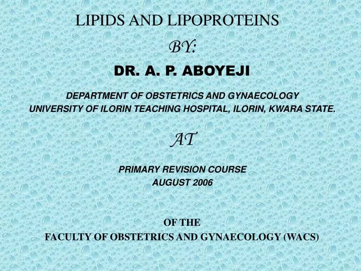 lipids and lipoproteins