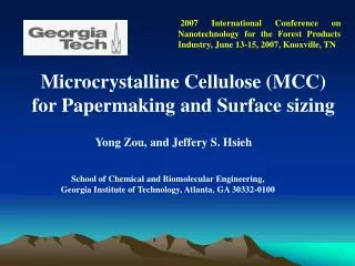 Microcrystalline Cellulose (MCC) for Papermaking and Surface sizing