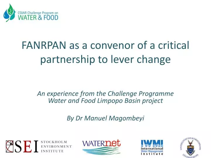 fanrpan as a convenor of a critical partnership to lever change