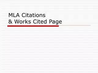 MLA Citations &amp; Works Cited Page
