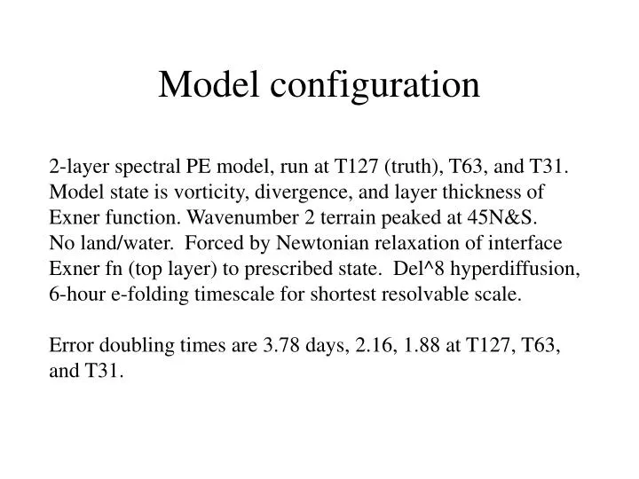 model configuration