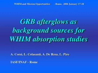 GRB afterglows as background sources for WHIM absorption studies