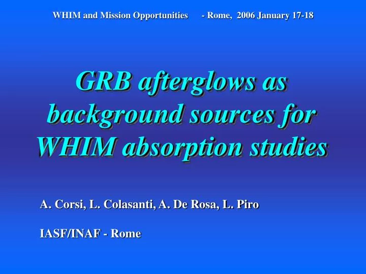 grb afterglows as background sources for whim absorption studies