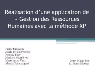 r alisation d une application de gestion des ressources humaines avec la m thode xp