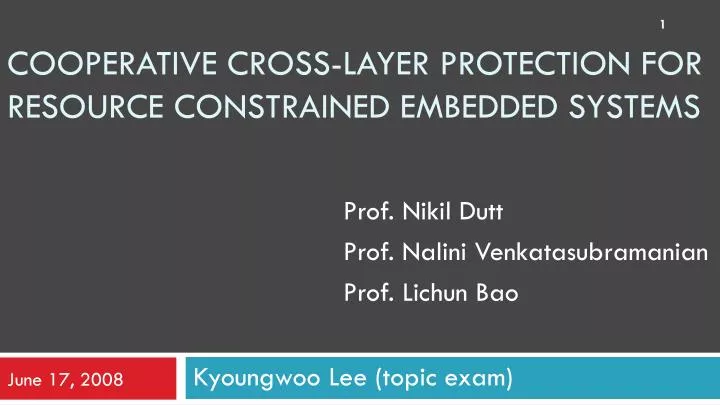 cooperative cross layer protection for resource constrained embedded systems