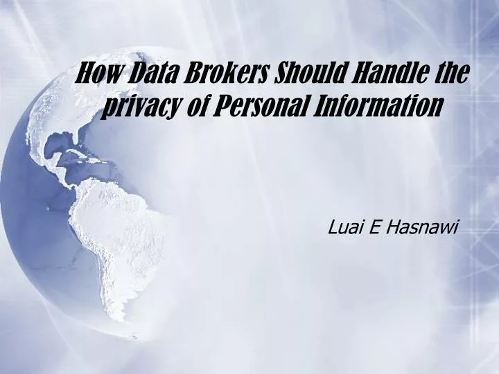 how data brokers should handle the privacy of personal information