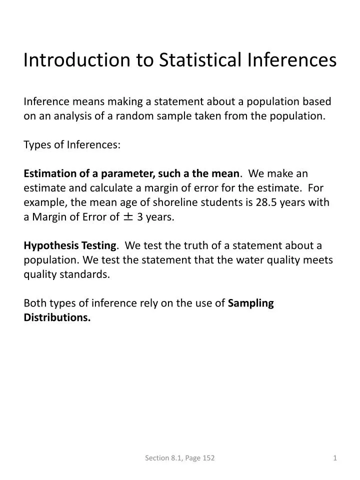 introduction to statistical inferences