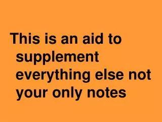 This is an aid to supplement everything else not your only notes