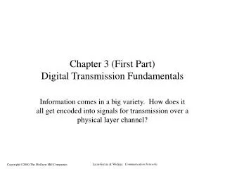 Chapter 3 (First Part) Digital Transmission Fundamentals