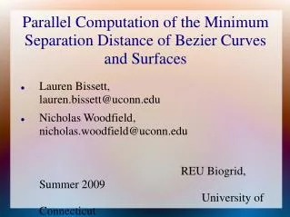 Parallel Computation of the Minimum Separation Distance of Bezier Curves and Surfaces