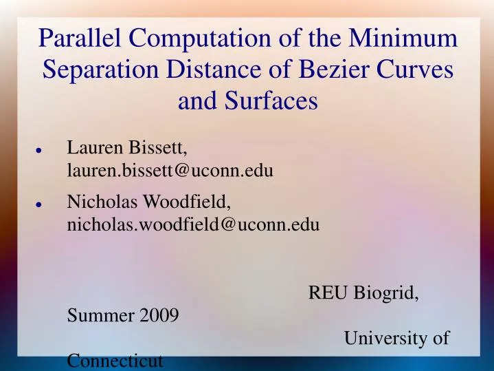 parallel computation of the minimum separation distance of bezier curves and surfaces