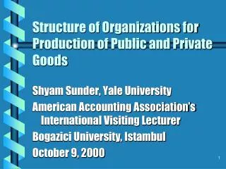 Structure of Organizations for Production of Public and Private Goods