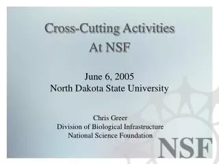 Cross-Cutting Activities At NSF