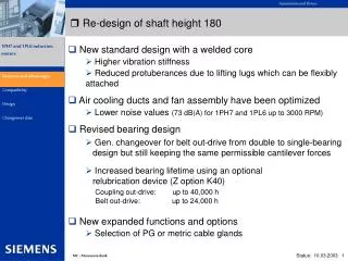 Re-design of shaft height 180