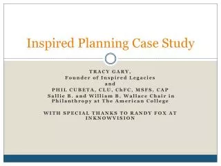Inspired Planning Case Study