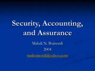 Security, Accounting, and Assurance