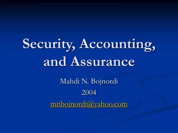 security accounting and assurance