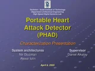 Portable Heart Attack Detector (PHAD) Characterization Presentation