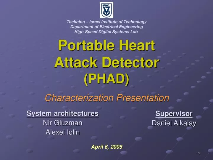 portable heart attack detector phad characterization presentation