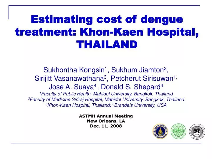 estimating cost of dengue treatment khon kaen hospital thailand