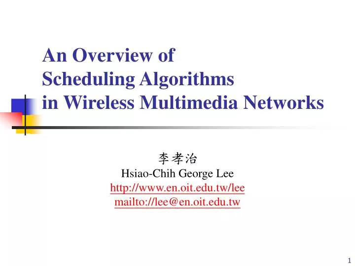 an overview of scheduling algorithms in wireless multimedia networks