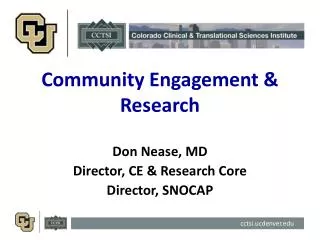 Community Engagement &amp; Research