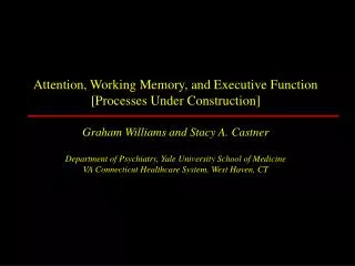 Attention, Working Memory, and Executive Function [Processes Under Construction]