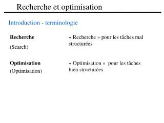 recherche et optimisation