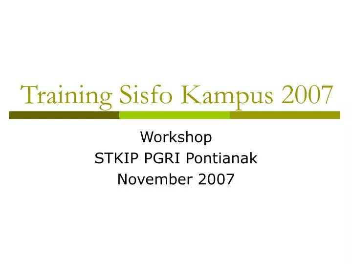 training sisfo kampus 2007