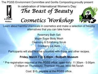 The Beast of Beauty E-EVOLVE PGSSec Cosmetics Workshop