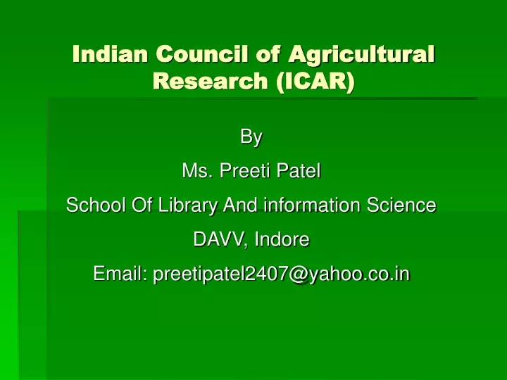 indian council of agricultural research icar