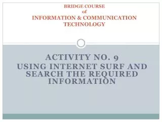 bridge course of information communication technology