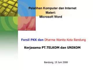 pelatihan komputer dan internet materi microsoft word