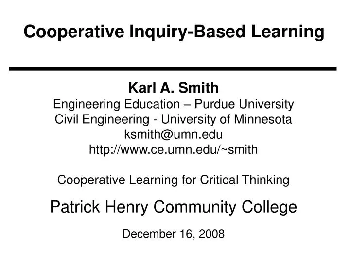 cooperative inquiry based learning