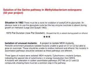 Solution of the Serine pathway in Methylobacterium extorquens (50 year project)