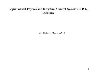 Experimental Physics and Industrial Control System (EPICS) Database