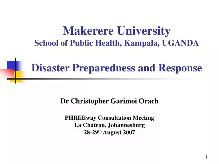 makerere university school of public health kampala uganda disaster preparedness and response
