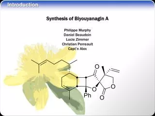 Synthesis of Biyouyanagin A Philippe Murphy Daniel Beaudoin Lucie Zimmer Christian Perreault