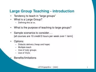 Large Group Teaching - introduction