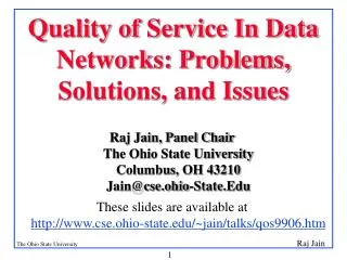 Quality of Service In Data Networks: Problems, Solutions, and Issues