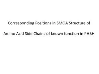 Corresponding Positions in SMOA Structure of Amino Acid Side Chains of known function in PHBH