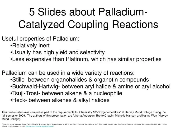 5 slides about palladium catalyzed coupling reactions
