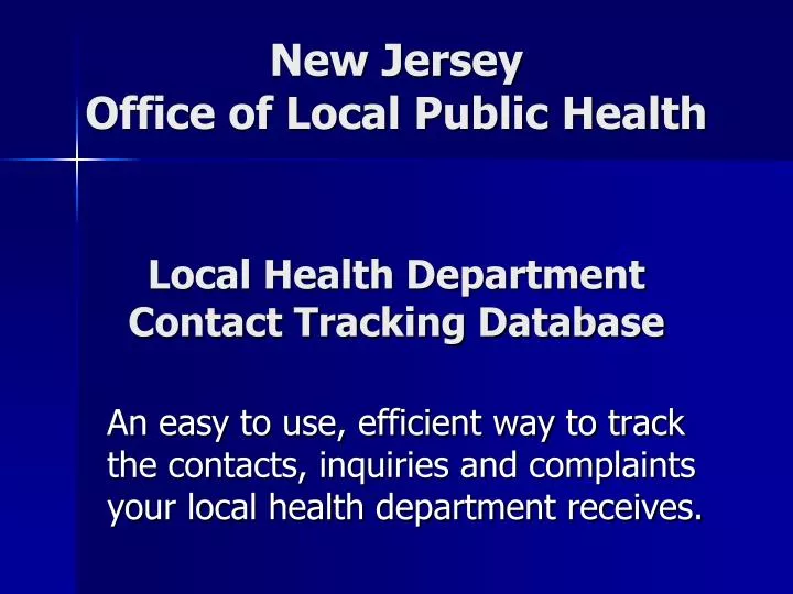 local health department contact tracking database