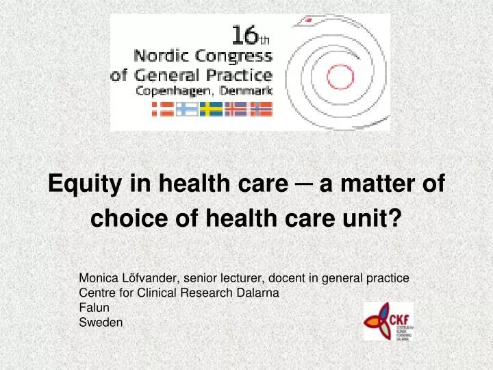 equity in health care a matter of choice of health care unit